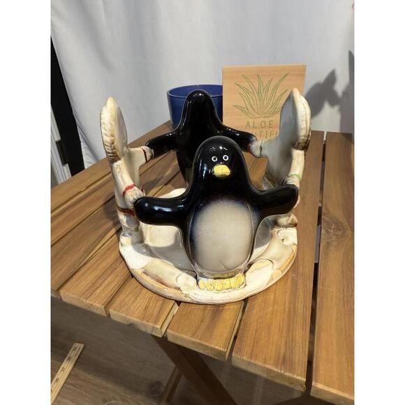 Other - VTG Yankee Candle Penguin & Girls Arctic Decor Large Candle Holder Fall November